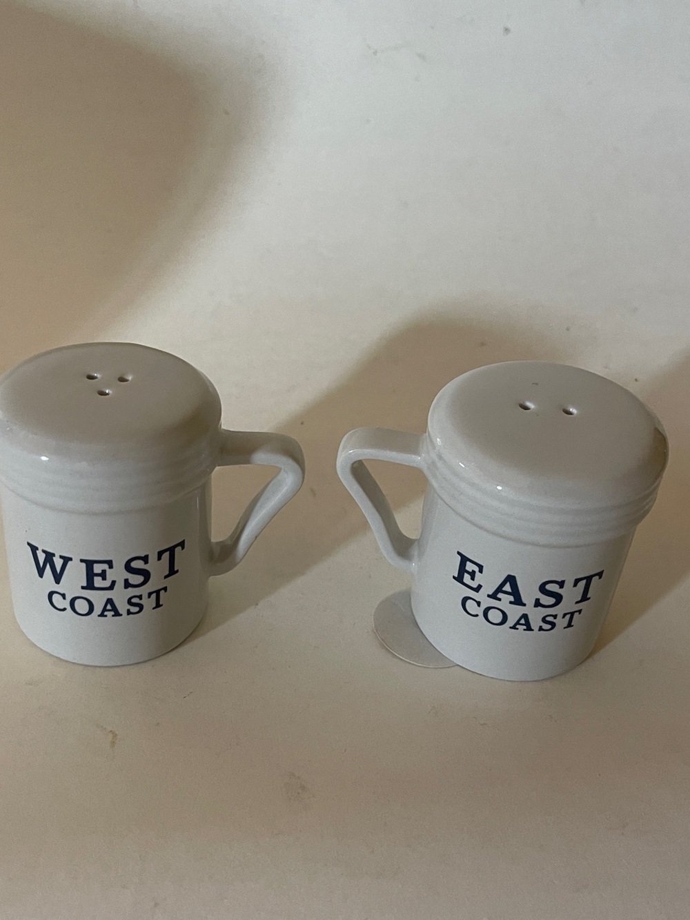 Vintage hallmark cards East Coast and West Coast salt and pepper shakers